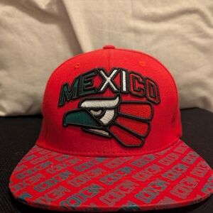 Red Mexico Cap with Embroidered Logo
